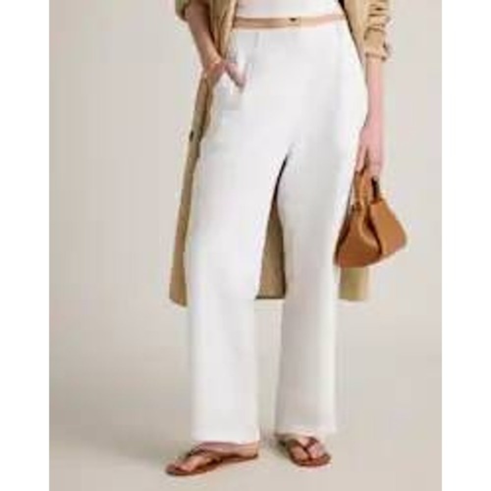 Quince European Linen Pleated Trouser White Size 4 New With Tags - Picture 8 of 14